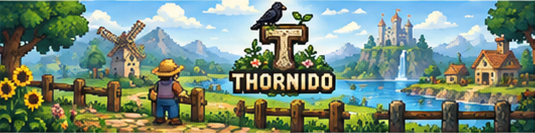 A sunny village, a windmill and the Thornido sign