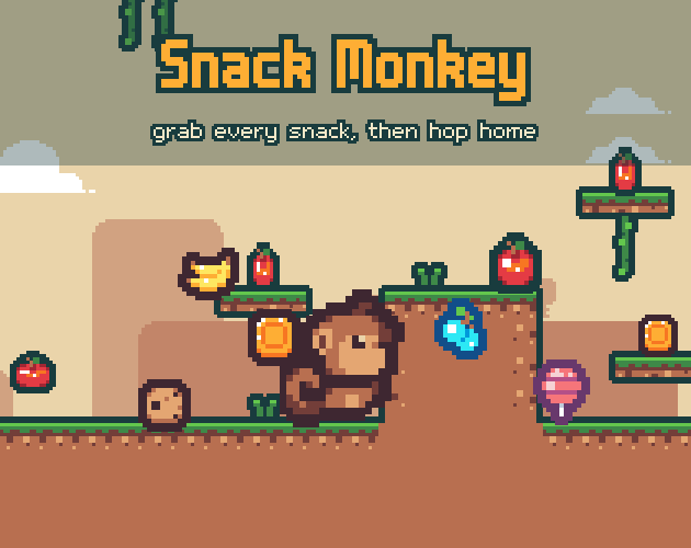 Snack Monkey - Grab every snack, then hop home.