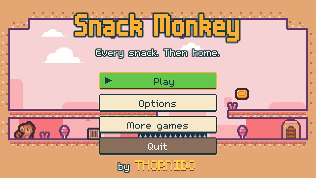 Snack Monkey: the main menu