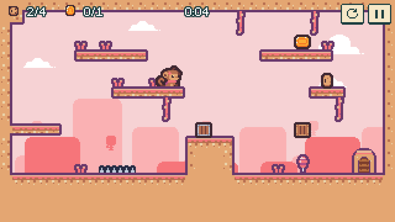 Snack Monkey: pushing a crate onto spikes in Candy Hills